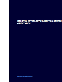 Medieval Astrology Foundation Course